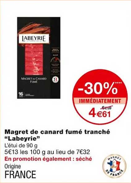 Magret De Canard Fumé Tranché "labeyrie"