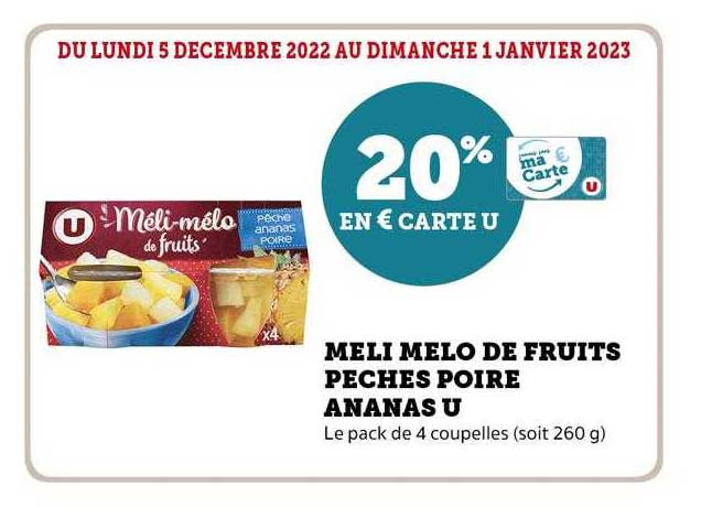 meli melo de fruits pêches poire ananas u