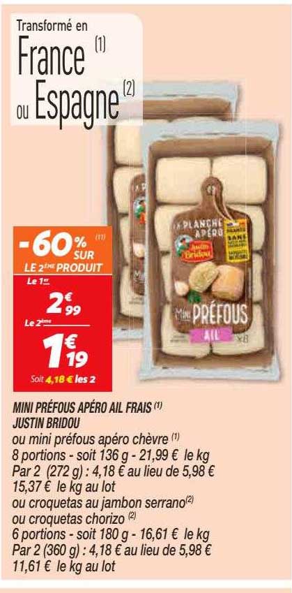 Mini Préfous Apéro Ail Frais Justin Bridou