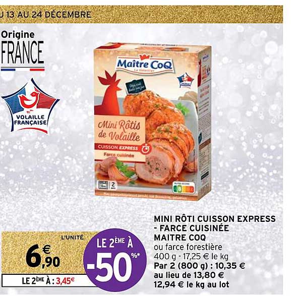 mini rôti cuisson express - farce cuisinée maître coq