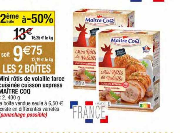 mini rôtis de volaille farce cuisinée cuisson express maître coq