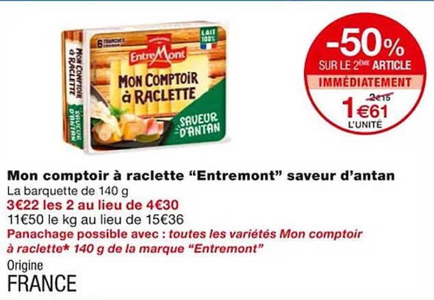mon comptoir à raclette "entremont" saveur d'antan