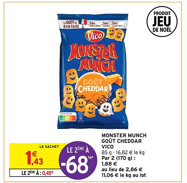 Monster Munch Goût Cheddar Vico