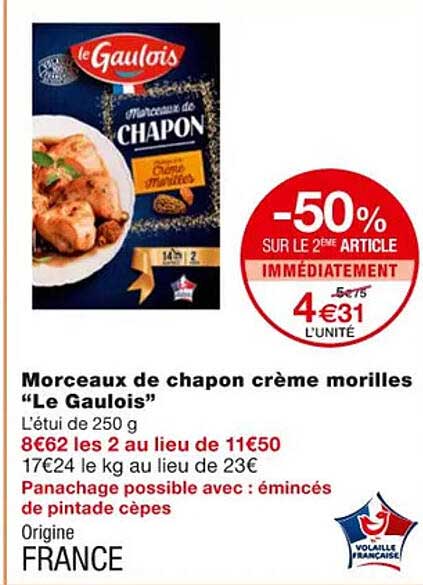 morceaux de chapon crème morilles "le gaulois"