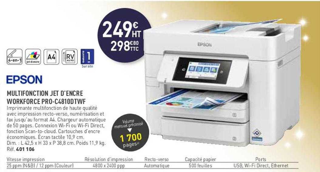 multifonction jet d'encre workforce pro-c4810dtwf epson