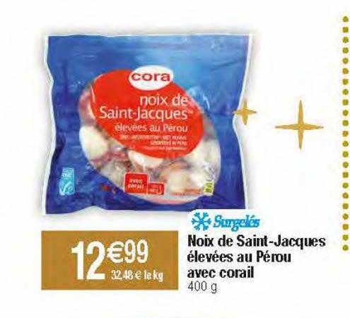 noix de saint-jacques élevées au pérou avec corail