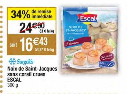 noix de saint-jacques sans corail crues escal