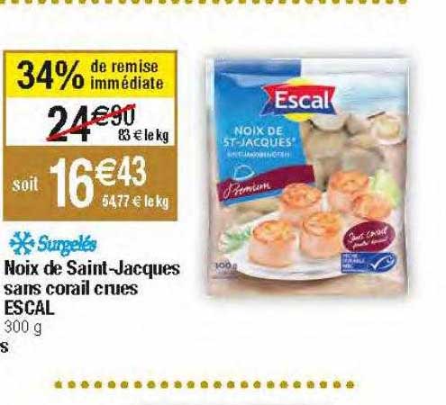 noix de saint-jacques sans corail crues escal