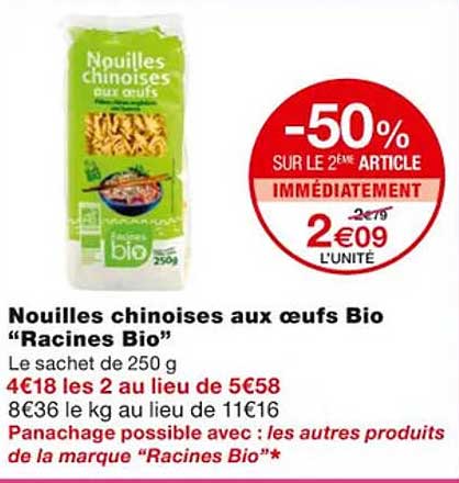 nouilles chinoises aux œufs bio "racines bio"