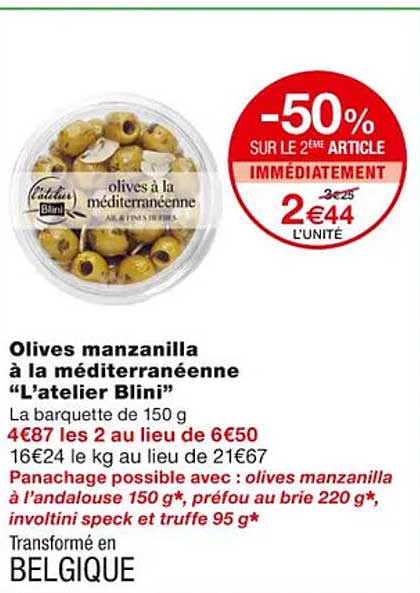 olives manzanilla à la méditerranéenne "l'atelier blini"