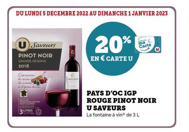 pays d'oc igp rouge pinot noir u saveurs