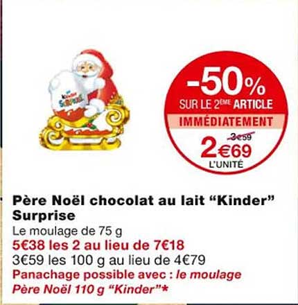 Père Noël Chocolat Au Lait "kinder" Surprise