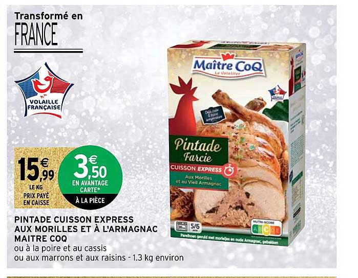 pintade cuisson express aux morilles et à l'armagnac maître coq