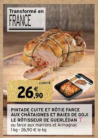 pintade cuite et rôtie farce aux châtaignes et baies de goji le rôtisseur de guerlédan