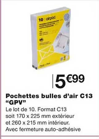 pochettes bulles d'air c13 "gpv"