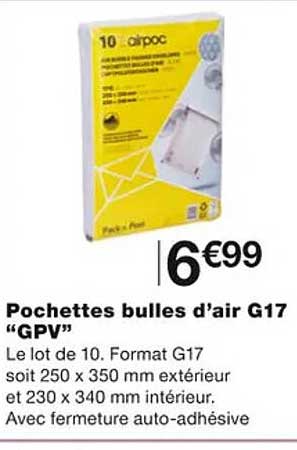 pochettes bulles d'air g17 "gpv"