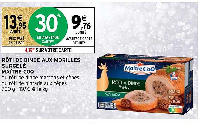 rôti de dinde aux morilles surgelé maître coq