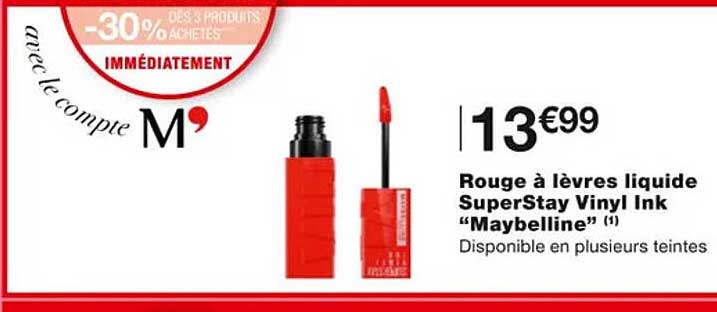 rouge à lèvres liquide superstay vinyl ink "maybelline"
