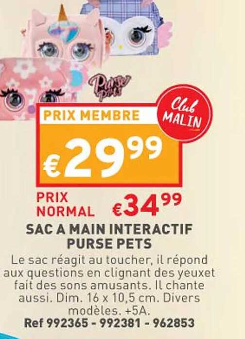 sac à main intéractif purse pets