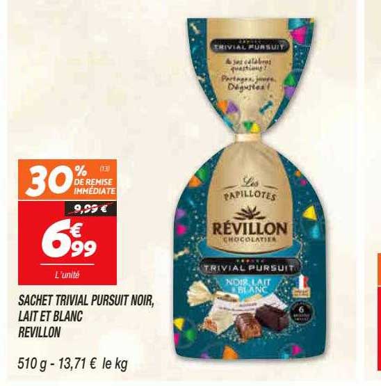sachet trivial pursuit noir, lait et blanc revillon