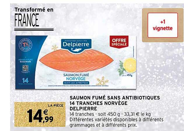 saumon fumé sans antibiotiques 14 tranches norvège delpierre