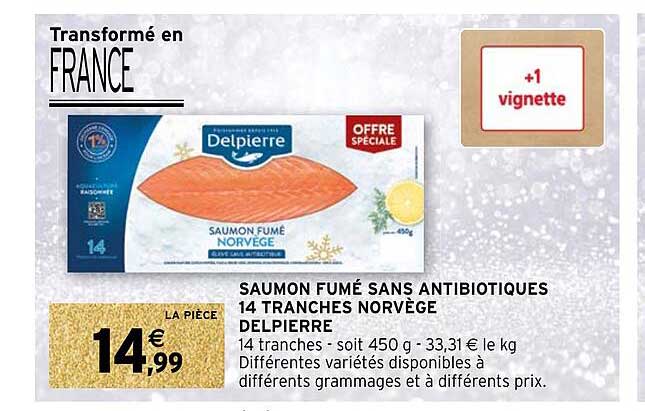 saumon fumé sans antibiotiques 14 tranches norvège delpierre