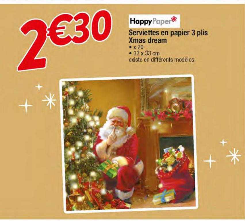 serviettes en papier 3 plis xmas dream happy paper