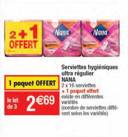 serviettes hygiéniques ultra régulier nana