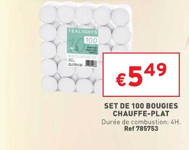 set de 100 bougies chauffe-plat