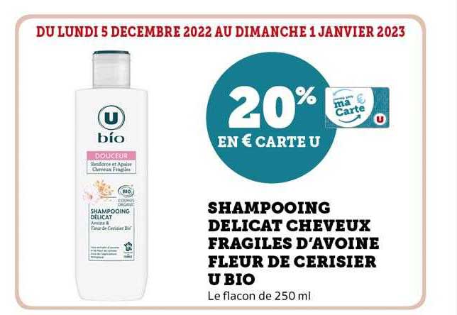 shampooing délicat cheveux fragiles d'avoine fleur de cerisier u bio