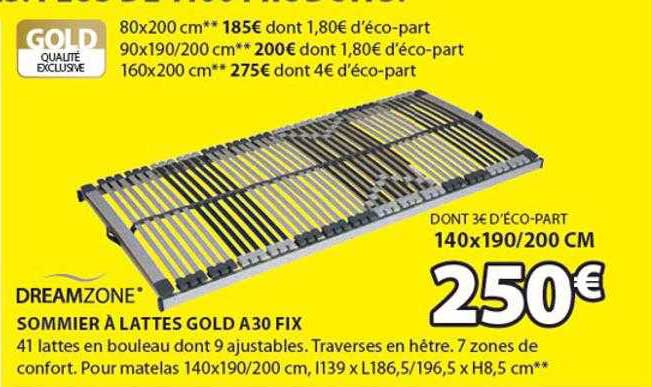 sommier à lattes gold a30 fix dreamzone