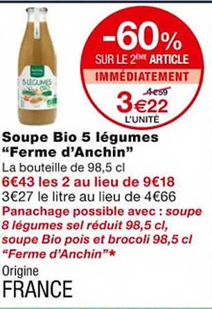 soupe bio 5 légumes "ferme d'anchin"