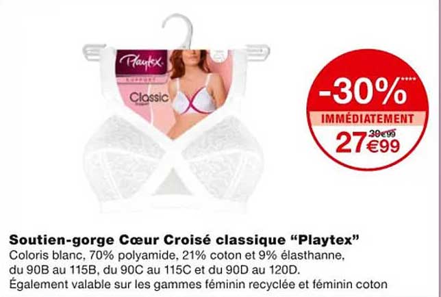 soutien-gorge cœur croisé classique "playtex"