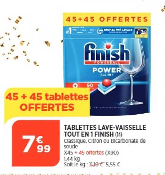 tablettes lave-vaisselle tout en 1 finish