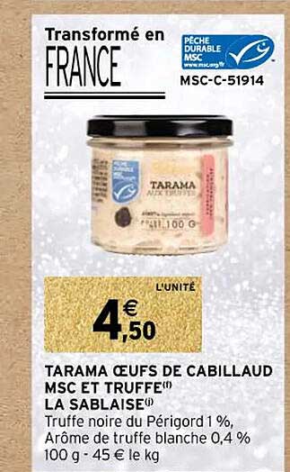 tarama œufs de cabillaud msc et truffe la sablaise