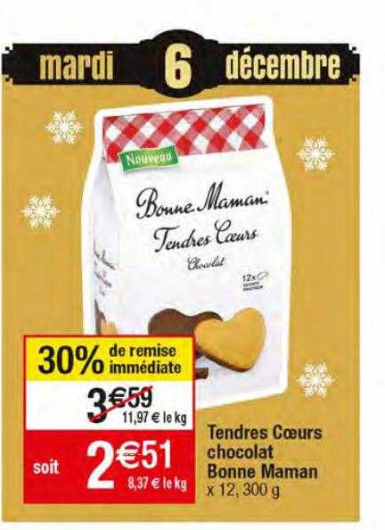 tendres cœurs chocolat bonne maman