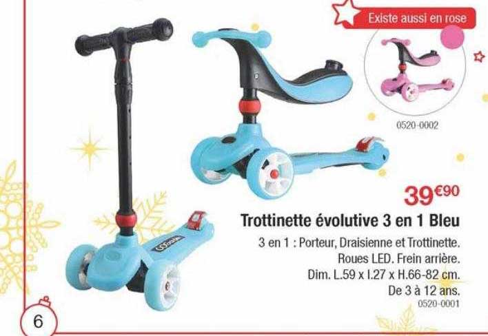 trottinette évolutive 3 en 1 bleu