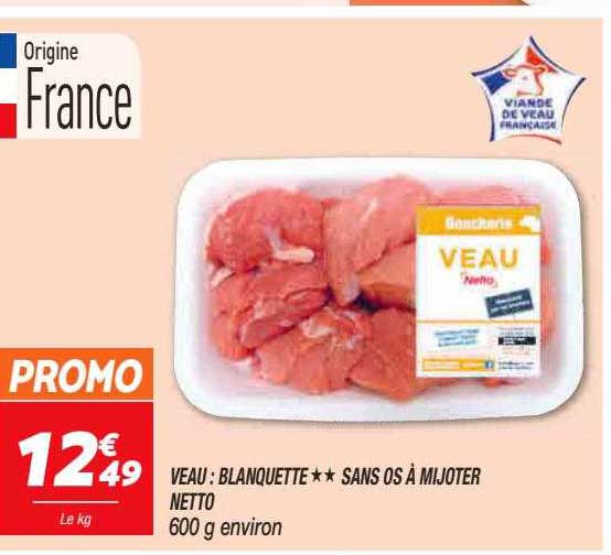 Veau : Blanquette Sans Os à Mijoter Netto