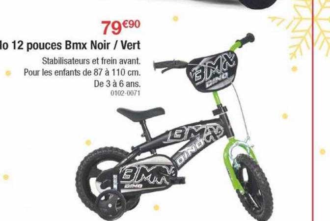 vélo 12 pouces bmx noir-vert