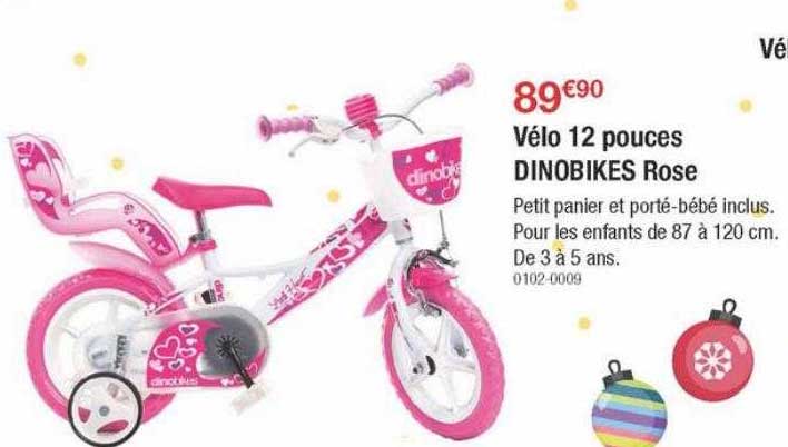 Vélo 12 Pouces Dinobikes Rose