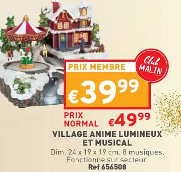 village animé lumineux et musical
