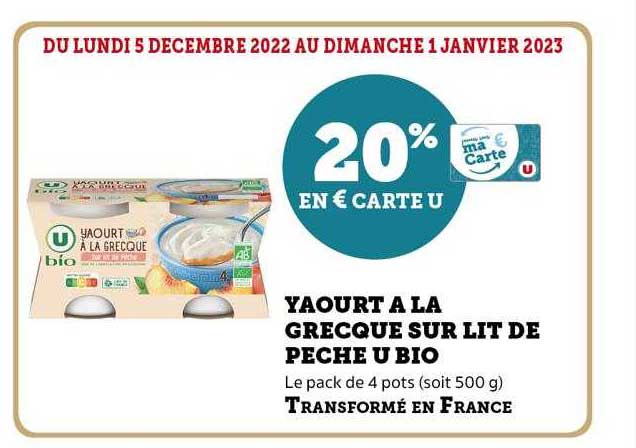 Yaourt à La Grecque Sur Lit De Pêche U Bio