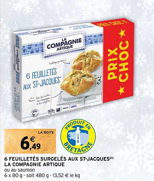 6 feuilletés surgelés aux st-jacques la compagnie artique