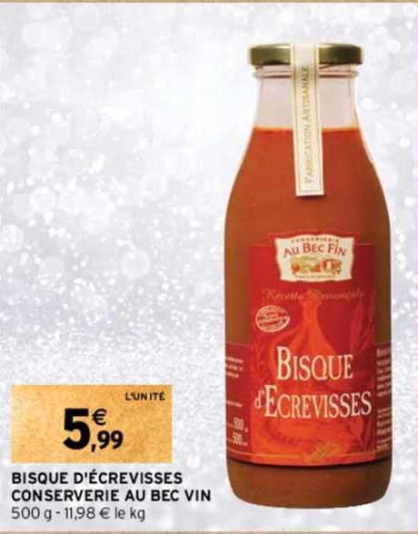 bisque d'écrevisses conserverie au bec vin