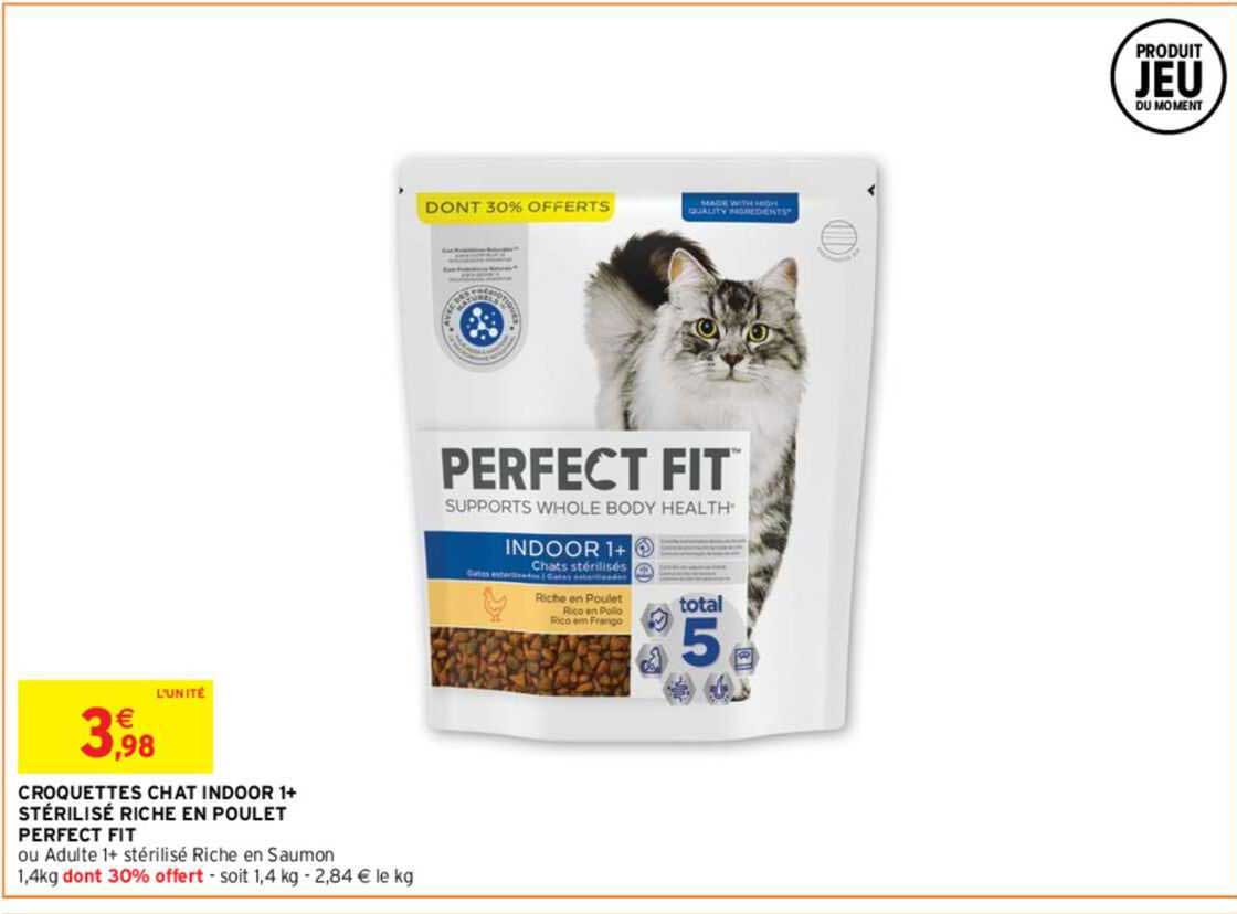 Croquettes Chat Indoor 1+ Stérilisé Riche En Poulet Perfect Fit