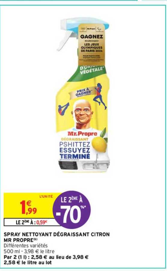 spray nettoyant dégraissant citron mr propre