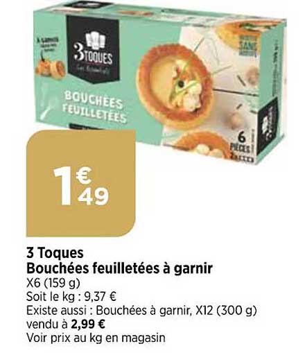 3 toques  bouchées feuilletées à garnir