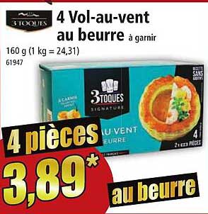 4 vol-au-vent au beurre à garnir 3toques