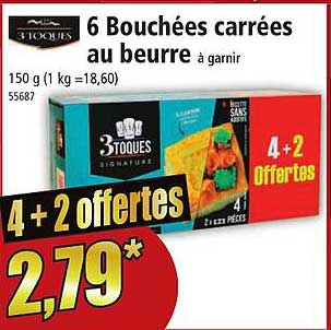 6 Bouchées Carrées Au Beurre à Garnir 3toques