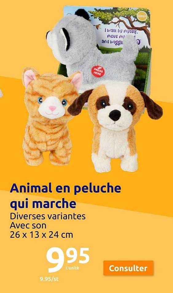 animal en peluche qui marche